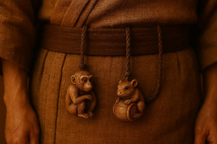 根付を身に着けているイメージ