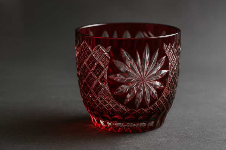 赤い薩摩切子のグラス