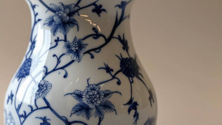 歴史のある青花磁器の花入