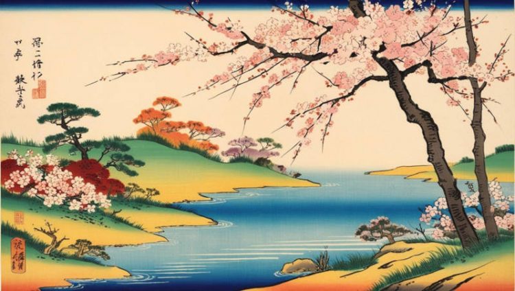 山水を描いた日本画