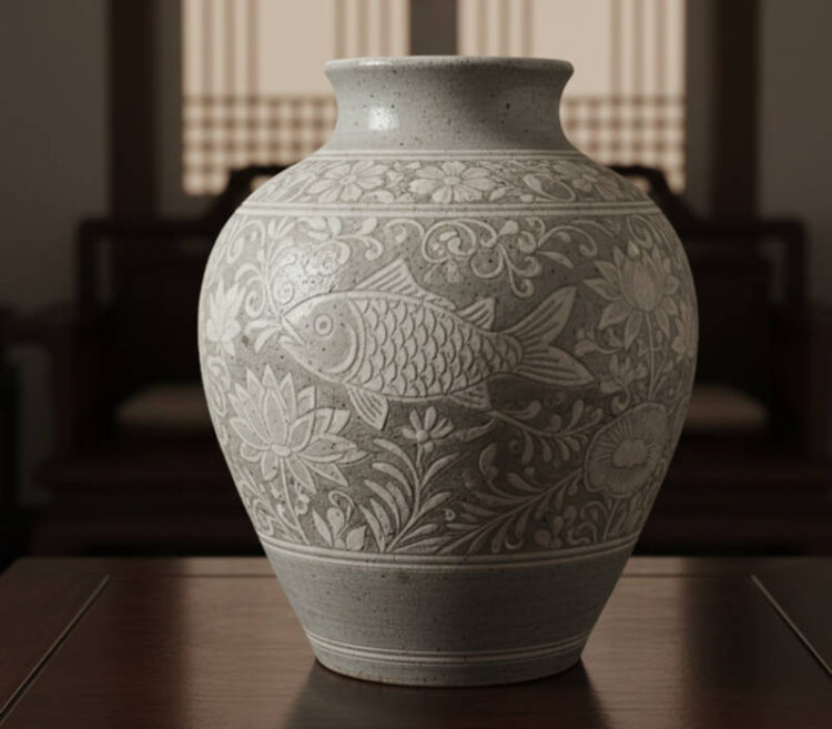 粉青沙器の花瓶