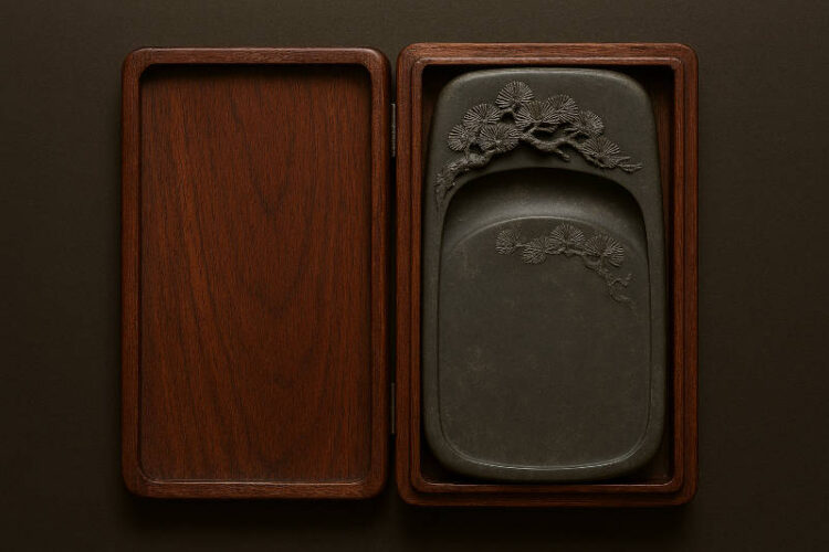 紫檀の箱に入った古い硯