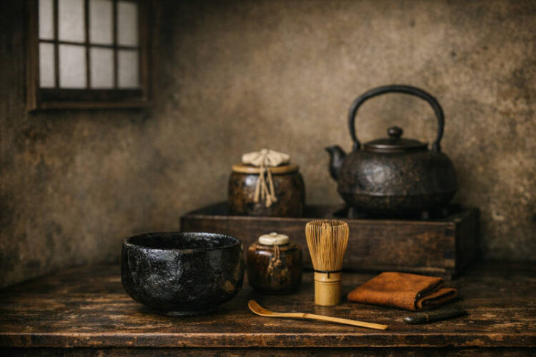 整理をする祖父が集めた骨董品